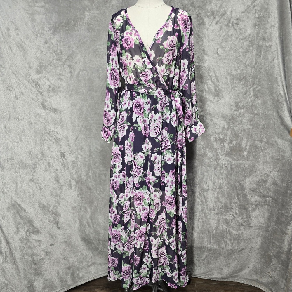 Haani Maxi Dress Women M Purple Chiffon Sheer Cold Shoulder Belt‎ Fairy Cottage